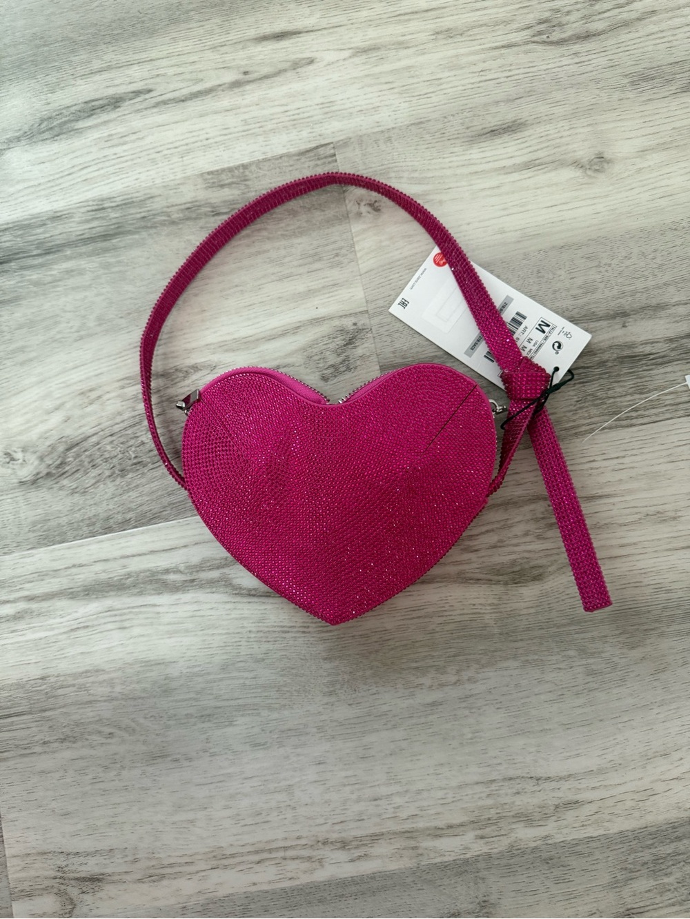 Zara Hot Pink Heart Crossbody Bag